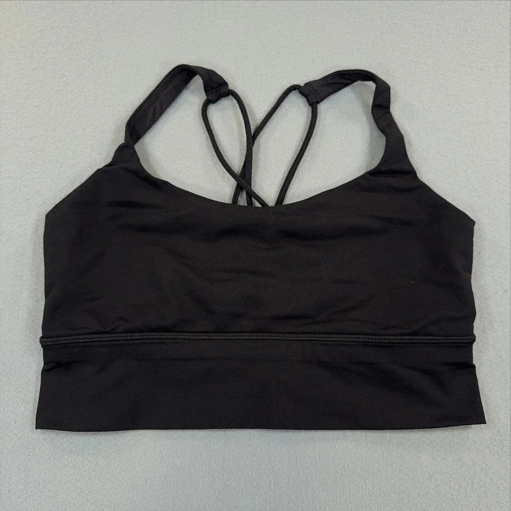Lululemon Free To Be Serene Longline Sports Bra Black Strappy Back Size 6